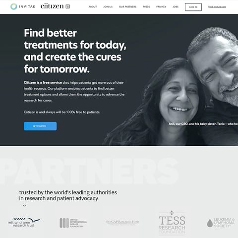 The Invitae website, showing its patient information pages.